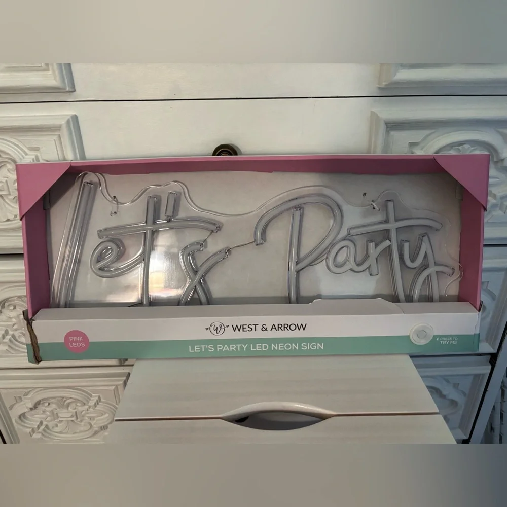 Pink Party Lights Let's Celebrate Sign